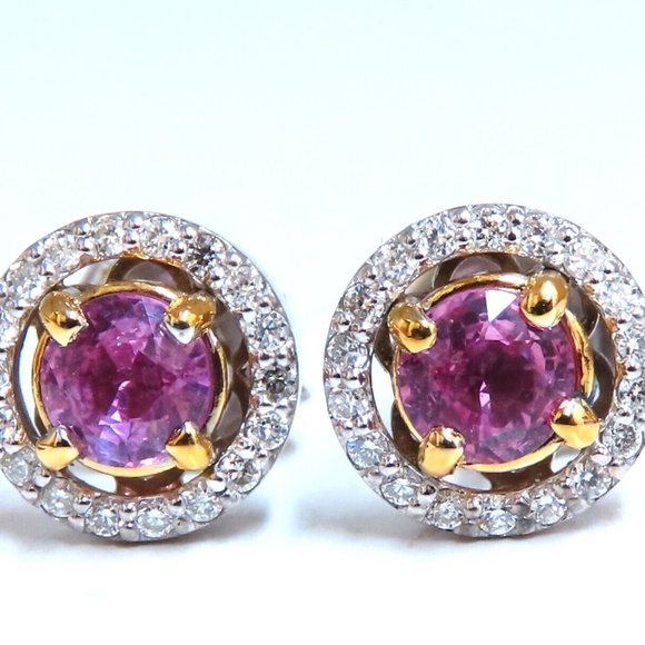 1.10ct Natural Tourmaline Diamonds Cluster Earrings 14 Karat gold